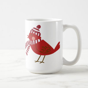 Niedlicher Red Bird mit Scarf & Hat Weihnachts-Tas Tasse