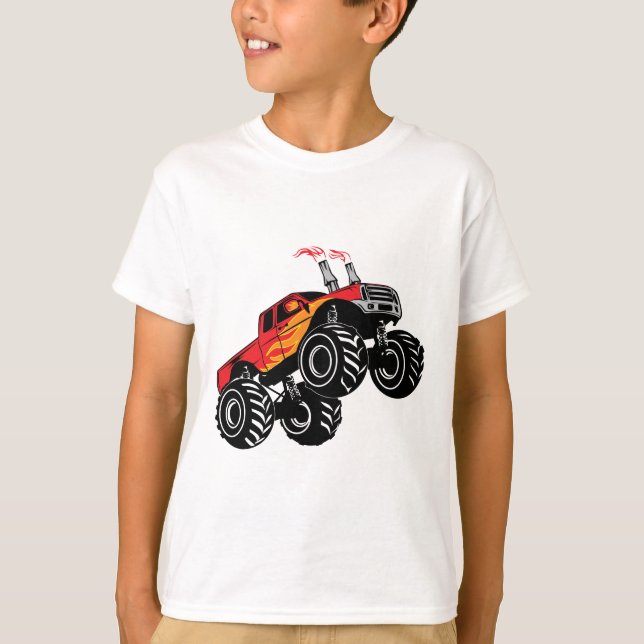 Niedlicher Red Black Monster Truck Kids T - Shirt (Vorderseite)