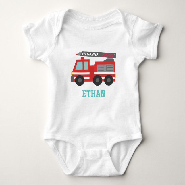 Niedlicher Red Fire Truck für kleine Feuerwehrleut Baby Strampler (Vorderseite)