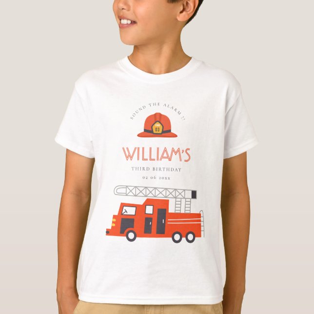 Niedlicher Red Fireruck Motor Kinder jeden Geburts T-Shirt (Vorderseite)
