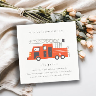 Niedlicher Red Firetruck Motor Kinder Spaß Geburts Serviette