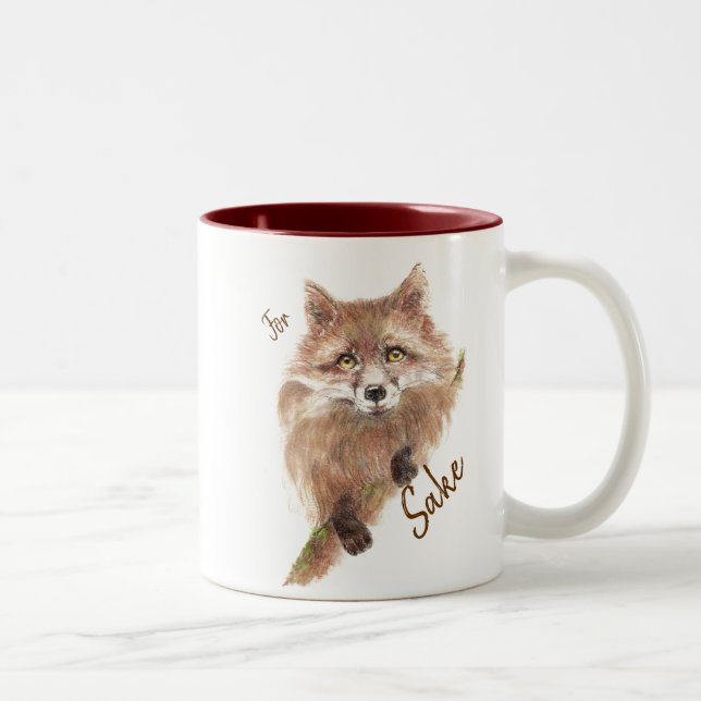 Niedlicher Red Fox Funny für Foxsake Zitat Zweifarbige Tasse (Rechts)