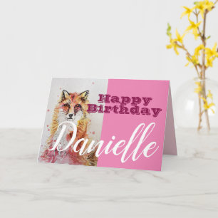 Niedlicher Red Fox Happy Birthday Frauen Namenskar Karte