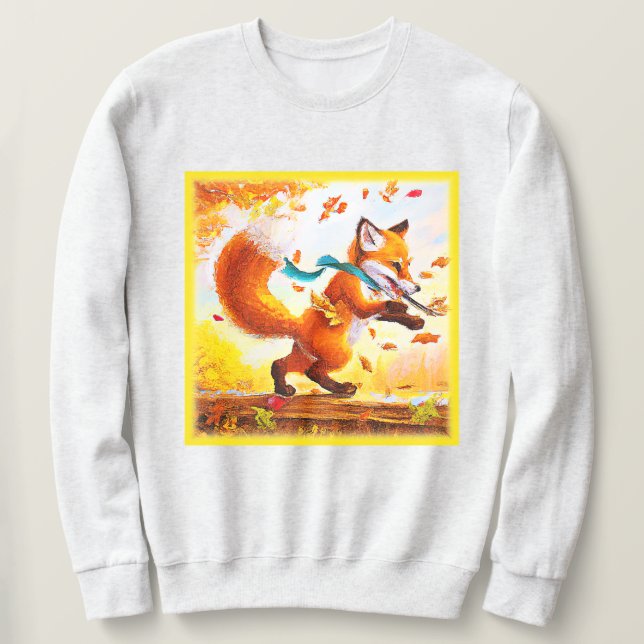 Niedlicher Red Fox in Herbstsaison Malerei. Jetzt  Sweatshirt (Design vorne)