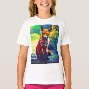 Niedlicher Red Fox Portrait Gemälde Digitale Kunst T-Shirt