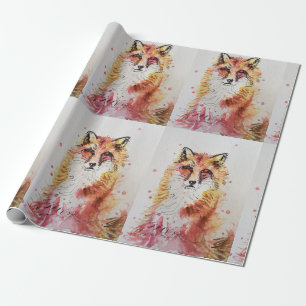 Niedlicher Red Fox Wasserfarben Wald Landschaft Ar Geschenkpapier