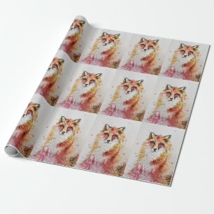 Niedlicher Red Fox Wasserfarben Wald Landschaft Ar Geschenkpapier