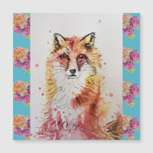 Niedlicher Red Fox Wasserfarben Wald Landschaft Ar Magnetkarte