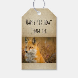 Niedlicher Red Fox Wild Nature Foto Happy Birthday Geschenkanhänger