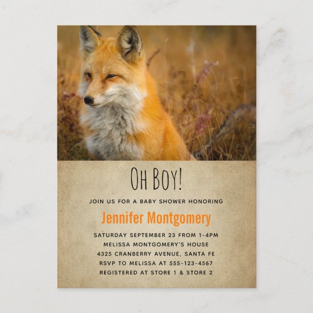 Niedlicher Red Fox Wilderness Nature Foto Babydusc Einladungspostkarte (Vorderseite)