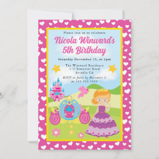 Niedlicher Red Haired Princess Kindergeburtstag Einladung