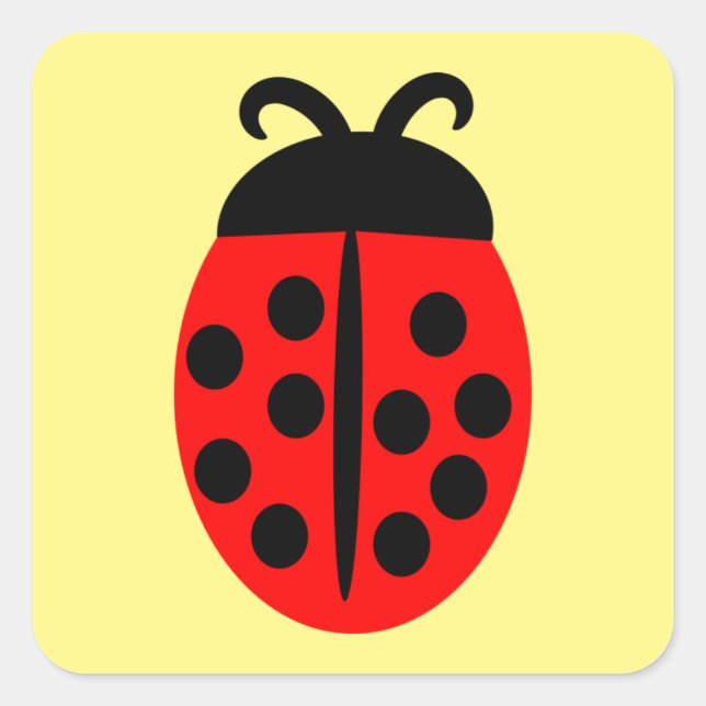 Niedlicher Red Ladybug-Aufkleber Quadratischer Aufkleber (Vorderseite)