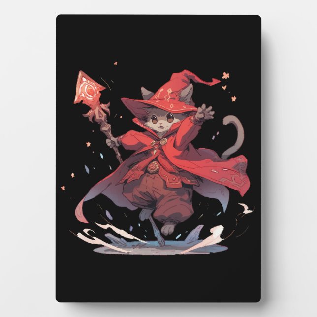 Niedlicher Red Mage Cat Hero Fotoplatte (Vorderseite)