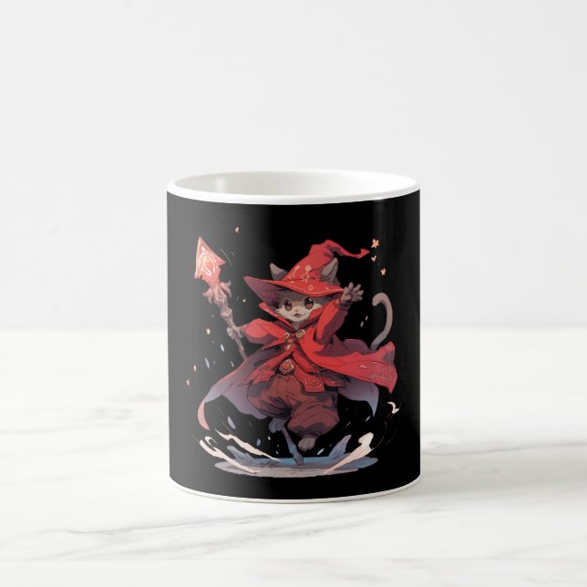 Niedlicher Red Mage Cat Hero Kaffeetasse (Mittel)