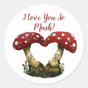 Niedlicher Red Mushroom Pun I Liebe Sie Valentinst Runder Aufkleber