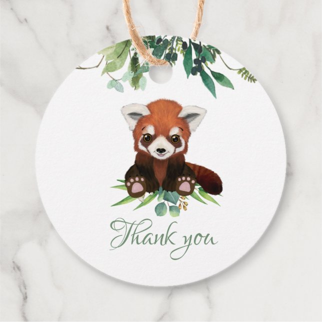 Niedlicher Red Panda Bear Wasserfarbe Neutrale Bab Geschenkanhänger (Rückseite)