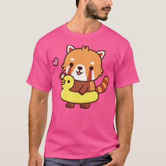 Niedlicher Red Panda mit gelbem Duck Pool Schwimmb T-Shirt