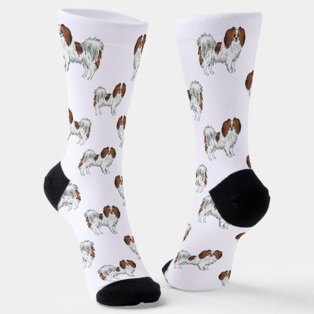Niedlicher Red Sable Phalène Dog Pattern Dog Lover Socken (Gewinkelt)