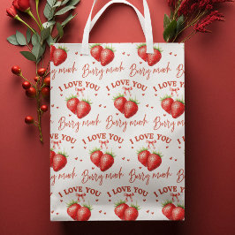 Niedlicher Red Strawberry Valentine's Day Playful Mittlere Geschenktüte