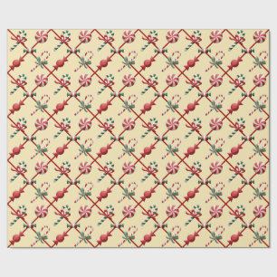 Niedlicher Red Strip Weihnachts-Bonbons Geschenkpapier