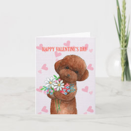 Niedlicher Red Toy Poodle Puppy Doodle Valentinsta Karte