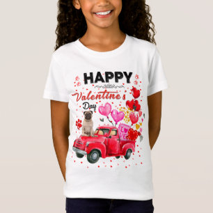 Niedlicher Red Truck Mops Valentinstag Kostüm T-Shirt