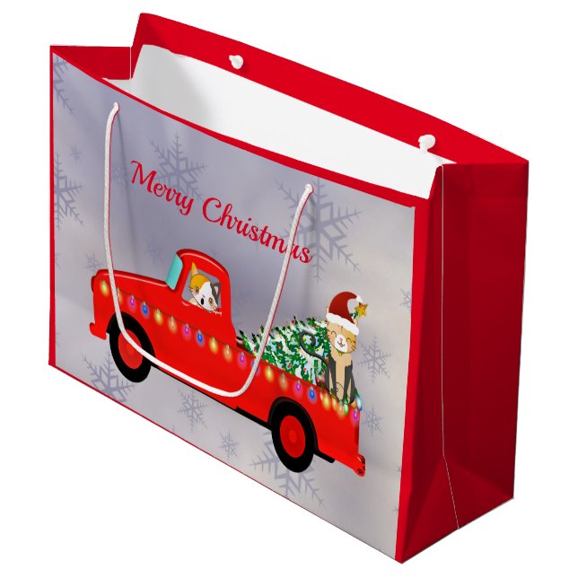 Niedlicher Red Truck Weihnachten Große Geschenktüte (Vorderseite Schrägansicht)