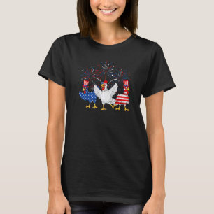 Niedlicher Red White Chicken American Flag Bauer 4 T-Shirt
