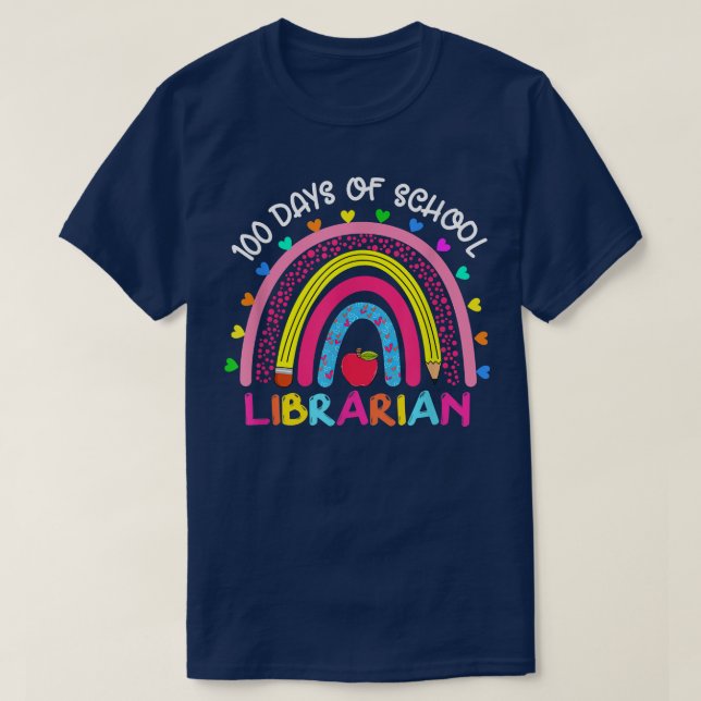 Niedlicher Regenbogen 100 Tage Schulbibliothekar ü T-Shirt (Design vorne)