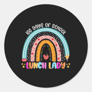 Niedlicher Regenbogen 100 Tage Schulessen Lady Lov Runder Aufkleber