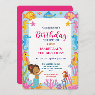 niedlicher Regenbogen Afro Meerjungfisch Geburtsta Save The Date