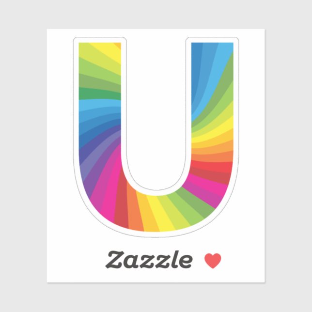 Niedlicher Regenbogen Alphabet U Aufkleber (Blatt)