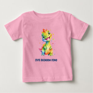 Niedlicher Regenbogen Dinosaur Happy Birthday Part Baby T-shirt