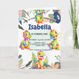 Niedlicher Regenbogen Dinosaur Happy Birthday Part Einladung