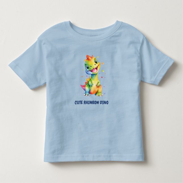 Niedlicher Regenbogen Dinosaur Happy Birthday Part Kleinkind T-shirt (Vorderseite)