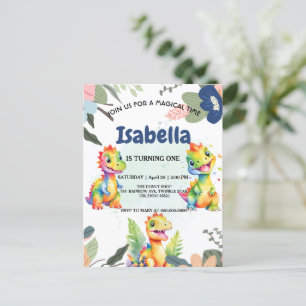 Niedlicher Regenbogen Dinosaur Happy Birthday Part Postkarte