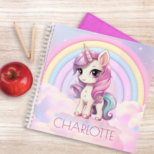 Niedlicher Regenbogen Einhorn Custom Back to Schoo Notizbuch
