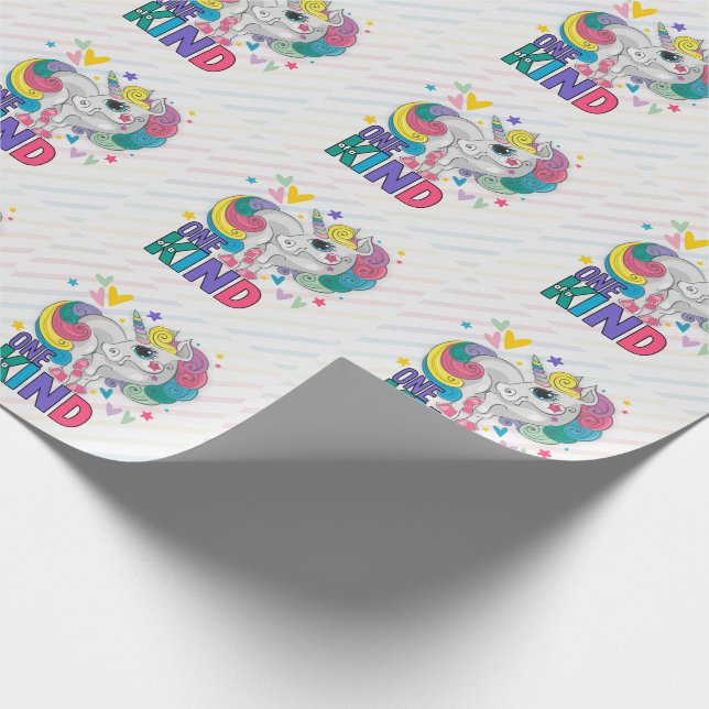 Niedlicher Regenbogen Einhorn eines Kind-Kindes Geschenkpapier (Ecke)