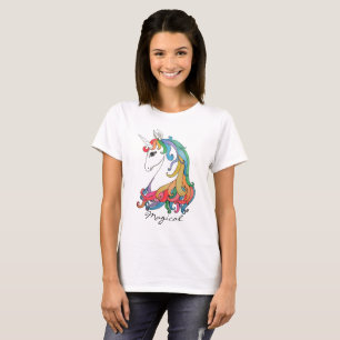 Niedlicher Regenbogen-Einhorn in Wasserfarbe T-Shirt