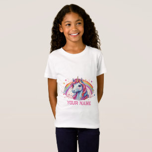 Niedlicher Regenbogen Einhorn Pferd mit Sternenhim T-Shirt