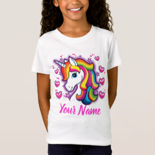 Niedlicher Regenbogen Einhorn Pferd mit Sternenhim T-Shirt