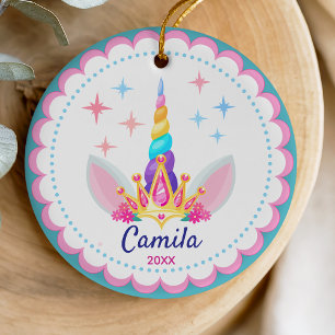 Niedlicher Regenbogen Einhornhorn mädchenhafter Fe Keramik Ornament