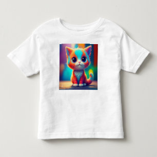 Niedlicher Regenbogen farbig Sitzen Kätzchen Carto Kleinkind T-shirt