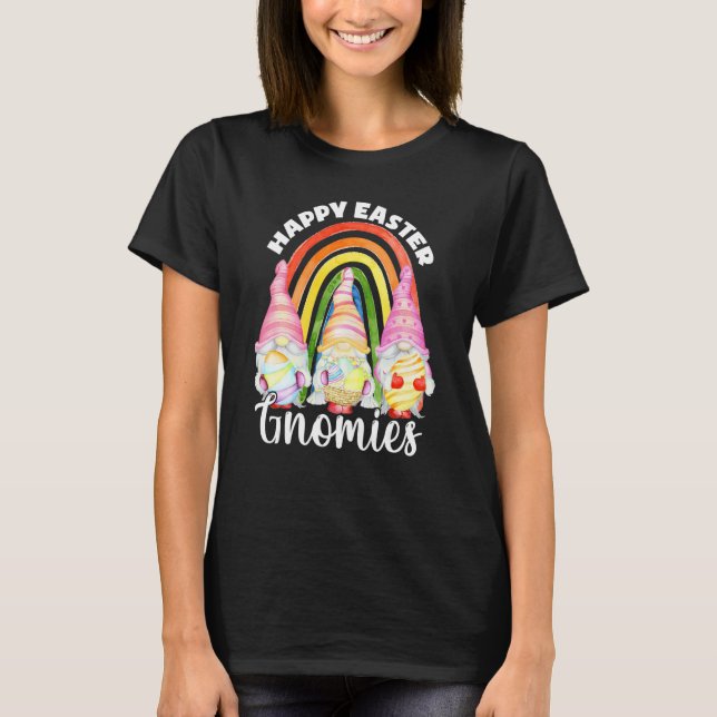 Niedlicher Regenbogen Gnome Oster Bunny Gnomes Eie T-Shirt (Vorderseite)