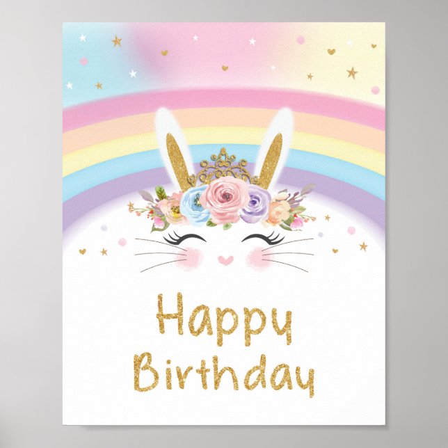 Niedlicher Regenbogen Happy Birthday Sign Poster (Vorne)