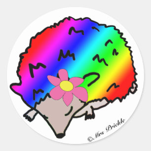 Niedlicher Regenbogen-Igel mit Bogen-Aufklebern Runder Aufkleber