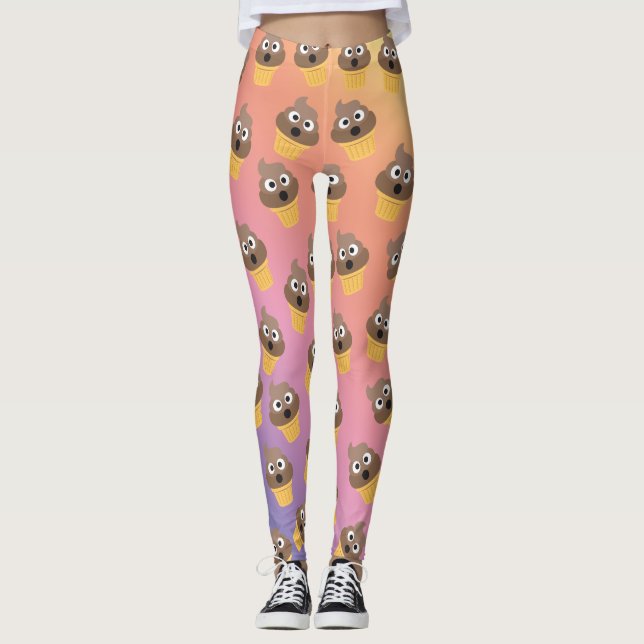 Niedlicher Regenbogen-Kack des Emoji-Eiskremmuster Leggings (Vorderseite)