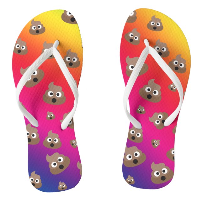 Niedlicher Regenbogen kacken Emoji Muster Flip Flops (Fußbett)