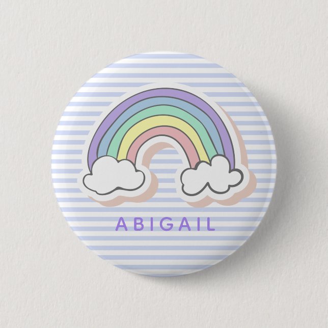 Niedlicher Regenbogen - Lavendel gestreifte Kinder Button (Vorderseite)