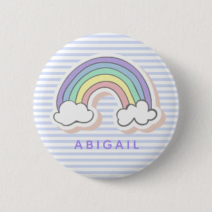 Niedlicher Regenbogen - Lavendel Striped Kids'  Button